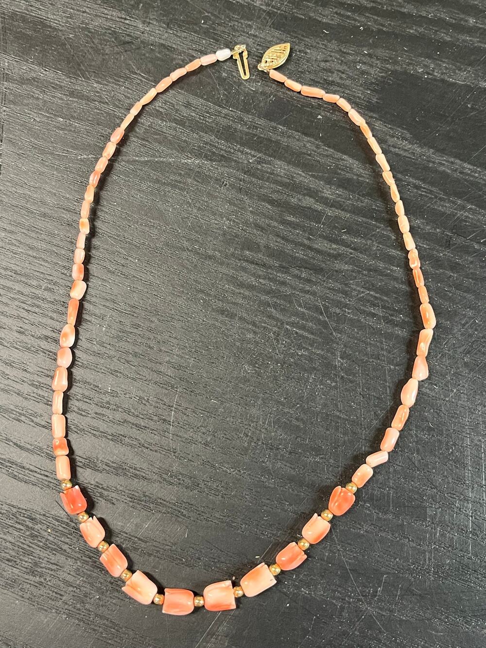 14k clasp & beads with tulip coral beads necklace